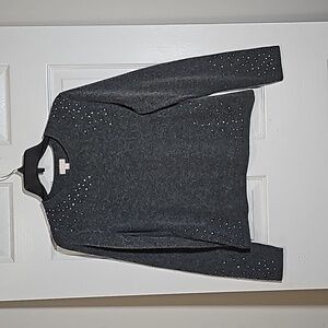 Target Women's Heather Grey Cashmere Blend Rhinestone Sparkle Sweater Size L